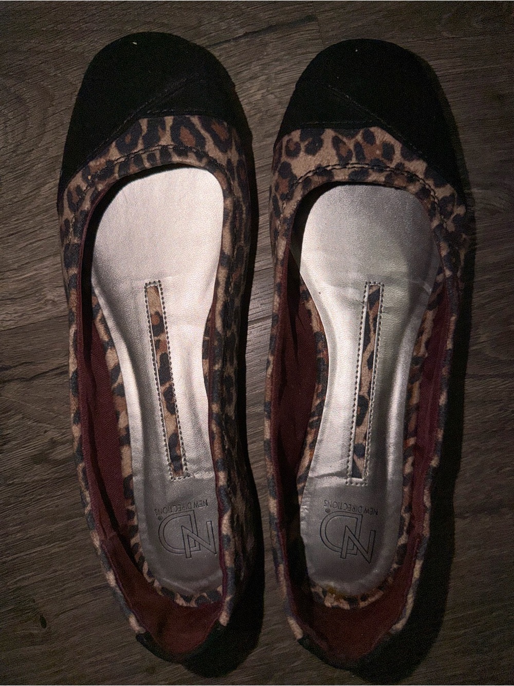 Leopard Print Ballet Flats with Black Toe
